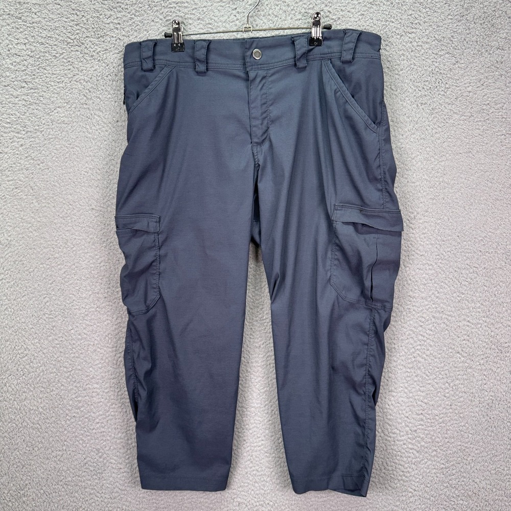 Duluth Pants Womens 16 Ink Blue Dry on Fly Capri Cargo Stretch Outdoor Utility